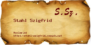 Stahl Szigfrid névjegykártya